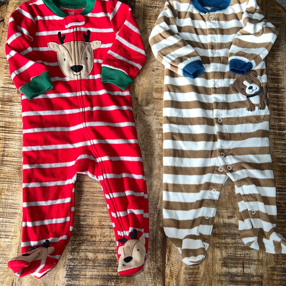 Bundle of Fuzzy Pajamas/Sleepers 6-9M